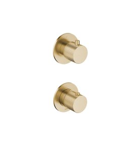 Hotbath Guy Row Bateria natryskowa termostatyczna podtynkowa 2-drożna - element zewnętrzny Brushed Brass PVD GY7009R.BBP