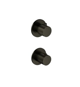 Hotbath Guy Row Bateria natryskowa termostatyczna podtynkowa 2-drożna - element zewnętrzny Matt Black PVD GY7009R.MBP