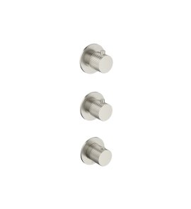 Hotbath Guy Row Bateria natryskowa termostatyczna podtynkowa 2-drożna 3-uchwytowa - element zewnętrzny Brushed Nickel PVD GY7066R.GN