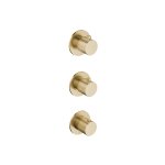 Hotbath Guy Row Bateria natryskowa termostatyczna podtynkowa 2-drożna 3-uchwytowa - element zewnętrzny Brushed Brass PVD GY7066R.BBP
