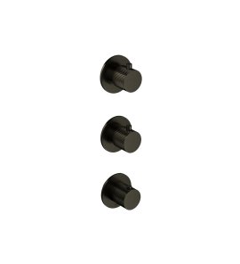 Hotbath Guy Row Bateria natryskowa termostatyczna podtynkowa 2-drożna 3-uchwytowa - element zewnętrzny Matt Black PVD GY7066R.MBP