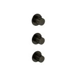 Hotbath Guy Row Bateria natryskowa termostatyczna podtynkowa 2-drożna 3-uchwytowa - element zewnętrzny Matt Black PVD GY7066R.MBP