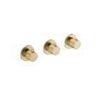 Hotbath Guy Row Bateria natryskowa termostatyczna podtynkowa 2-drożna 3-uchwytowa - element zewnętrzny Brushed Brass PVD GY7067R.BBP