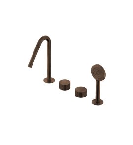 Hotbath Guy Row Bateria wannowa z wylewką i słuchawką prysznicową Tuscan Bronze GY073R.TB