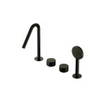 Hotbath Guy Row Bateria wannowa z wylewką i słuchawką prysznicową Matt Black PVD GY073R.MBP