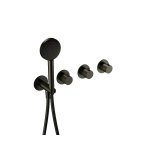 Hotbath Guy Row Bateria wannowa termostatyczna podtynkowa, z dwoma zaworami i słuchawką prysznicową - element zewnętrzny Matt Black PVD GY7071R.MBP