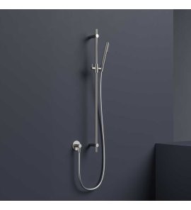 Hotbath Guy Row Drążek prysznicowy ze słuchawką, wężem PVC i przyłączem ściennym węża Brushed Nickel M317R.GN