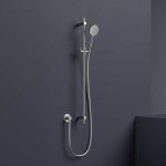 Hotbath Guy Row Drążek prysznicowy ze słuchawką, wężem PVC i przyłączem ściennym węża Brushed Nickel M318R.GN