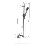 Hotbath Guy Row Drążek prysznicowy ze słuchawką, wężem PVC i przyłączem ściennym węża Brushed Nickel M318R.GN