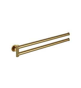 Hotbath Guy Wieszak na ręcznik podwójny z ruchomym ramieniem Brushed Brass PVD CBA15.BBP
