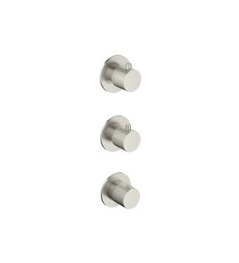 Hotbath Guy Diamond Bateria natryskowa termostatyczna podtynkowa 2-drożna 3-uchwytowa - element zewnętrzny Brushed Nickel PVD GY7066D.GN