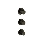 Hotbath Guy Diamond Bateria natryskowa termostatyczna podtynkowa 2-drożna 3-uchwytowa - element zewnętrzny Matt Black PVD GY7066D.MBP