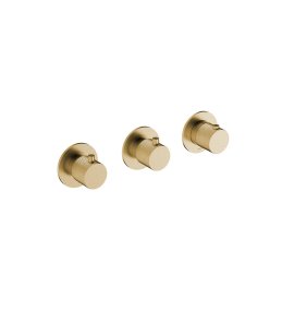 Hotbath Guy Diamond Bateria natryskowa termostatyczna podtynkowa 2-drożna 3-uchwytowa - element zewnętrzny Brushed Brass PVD GY7067D.BBP
