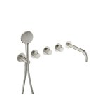 Hotbath Guy Diamond Bateria wannowa termostatyczna podtynkowa z wylewką i słuchawką prysznicową 2-drożna - element zewnętrzny Brushed Nickel GY7072D.GN