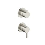 Hotbath Ace Bateria natryskowa podtynkowa 2-drożna z zaworem odcinającym - element zewnętrzny Brushed Nickel AC129.GN