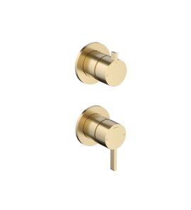Hotbath Ace Bateria natryskowa podtynkowa 2-drożna z zaworem odcinającym - element zewnętrzny Brushed Brass PVD AC129.BBP