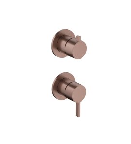 Hotbath Ace Bateria natryskowa podtynkowa 2-drożna z zaworem odcinającym - element zewnętrzny Brushed Copper PVD AC129.BCP