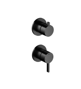 Hotbath Ace Bateria natryskowa podtynkowa 2-drożna z zaworem odcinającym - element zewnętrzny Matt Black PVD AC129.MBP