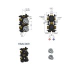 Hotbath Ace Bateria natryskowa termostatyczna podtynkowa 2-drożna - element zewnętrzny Matt Black PVD AC009.MBP