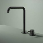 Hotbath Ace Bateria umywalkowa jednouchwytowa z 2 otworami i obrotową wylewką Wysoka Matt Black PVD AC023H.MBP
