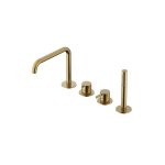 Hotbath Ace Bateria wannowa 4-otworowa z wylewką i słuchawką prysznicową Brushed Brass PVD AC073.BBP