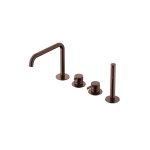 Hotbath Ace Bateria wannowa 4-otworowa z wylewką i słuchawką prysznicową Brushed Copper PVD AC073.BCP