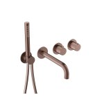 Hotbath Ace Bateria wannowa termostatyczna podtynkowa z wylewką i słuchawką prysznicową 2-drożna - element zewnętrzny Brushed Copper PVD AC072.BCP