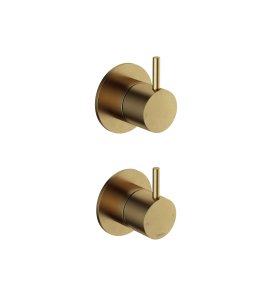 Hotbath Cobber Bateria natryskowa podtynkowa 2-drożna z zaworem odcinającym - element zewnętrzny Brushed Brass CB129.BB