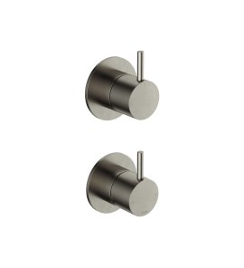 Hotbath Cobber Bateria natryskowa podtynkowa 2-drożna z zaworem odcinającym - element zewnętrzny Brushed Nickel CB129.GN
