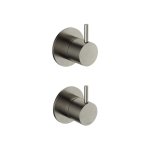 Hotbath Cobber Bateria natryskowa podtynkowa 2-drożna z zaworem odcinającym - element zewnętrzny Brushed Nickel CB129.GN