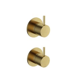 Hotbath Cobber Bateria natryskowa podtynkowa 2-drożna z zaworem odcinającym - element zewnętrzny Brushed Brass PVD CB129.BBP