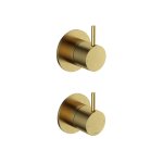 Hotbath Cobber Bateria natryskowa podtynkowa 2-drożna z zaworem odcinającym - element zewnętrzny Brushed Brass PVD CB129.BBP
