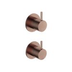 Hotbath Cobber Bateria natryskowa podtynkowa 2-drożna z zaworem odcinającym - element zewnętrzny Brushed Copper PVD CB129.BCP
