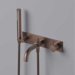 Hotbath Cobber Bateria wannowa podtynkowa z wylewką i słuchawką prysznicową 2-drożna - element zewnętrzny Brushed Copper PVD CB127.BCP