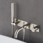Hotbath Cobber Bateria wannowa podtynkowa z wylewką i słuchawką prysznicową 2-drożna - element zewnętrzny Brushed Nickel CB127.GN