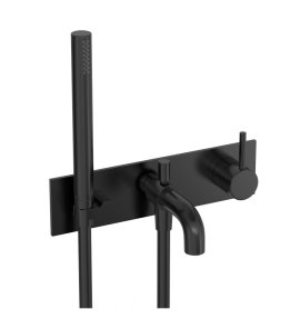 Hotbath Cobber Bateria wannowa podtynkowa z wylewką i słuchawką prysznicową 2-drożna - element zewnętrzny Matt Black PVD CB127.MBP