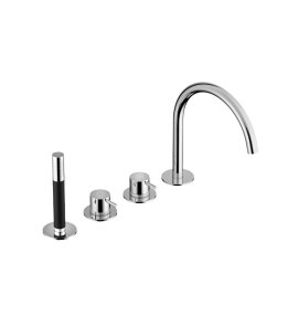 Hotbath Cobber Bateria wannowa 4-otworowa z wylewką i słuchawką prysznicową Chrome CB173.CR