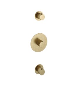 Hotbath Cobber Bateria natryskowa termostatyczna podtynkowa z 2 zaworami - element zewnętrzny Brushed Brass CB007.BB