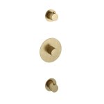 Hotbath Cobber Bateria natryskowa termostatyczna podtynkowa z 2 zaworami - element zewnętrzny Brushed Brass CB007.BB