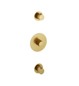 Hotbath Cobber Bateria natryskowa termostatyczna podtynkowa z 2 zaworami - element zewnętrzny Brushed Brass PVD CB007.BBP