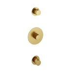 Hotbath Cobber Bateria natryskowa termostatyczna podtynkowa z 2 zaworami - element zewnętrzny Brushed Brass PVD CB007.BBP