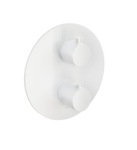 Hotbath Cobber Bateria natryskowa termostatyczna podtynkowa z 2-drożnym przełącznikiem element zewnętrzny Matt White CB009.WH