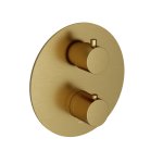Hotbath Cobber Bateria natryskowa termostatyczna podtynkowa z 2-drożnym przełącznikiem element zewnętrzny Brushed Brass PVD CB009.BBP