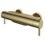 Hotbath Cobber Bateria wannowa termostatyczna ścienna z przełącznikiem i strumieniem wodospadu Brushed Brass B021.BB