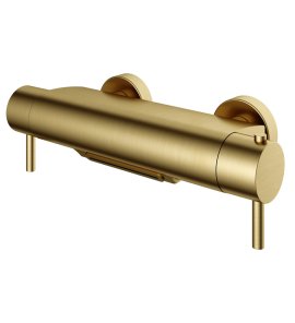 Hotbath Cobber Bateria wannowa termostatyczna ścienna z przełącznikiem i strumieniem wodospadu Brushed Brass PVD B021.BBP