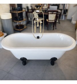 Burlington Windsor Wanna wolnostojąca 170x75 cm biała z odpływem i nogami czarnymi E3+L3B+1610008NS