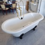Burlington Windsor Wanna wolnostojąca 170x75 cm biała z odpływem i nogami czarnymi E3+L3B+1610008NS