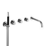 Hotbath Cobber Bateria wannowo-natryskowa termostatyczna podtynkowa z 2 zaworami i zestawem natryskowym oraz wylewką- element zewnętrzny Chrome CB7172.CR