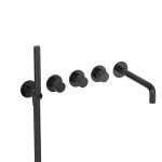 Hotbath Cobber Bateria wannowo-natryskowa termostatyczna podtynkowa z 2 zaworami i zestawem natryskowym oraz wylewką- element zewnętrzny Matt Black PVD CB7172.MBP
