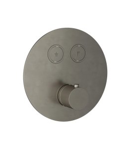 Hotbath Cobber Bateria termostatyczna 2-drożna podtynkowa z przyciskiem element zewnętrzny Brushed Nickel PB009.GN